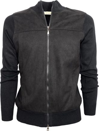 Cashmere Company Jassen - Heren - Leren en Su&egrave;de Jassen - Zwart - 3XL - Wol - Jassen