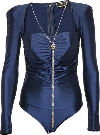 Elisabetta Franchi Satijnen body - Blauw