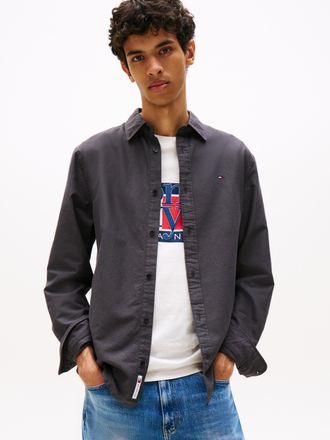 Tommy Jeans Langarmhemd TOMMY JEANS TJM REG OXFORD SHIRT EXT, Herren, Gr. 4XL, N-Gr, schwarz, Web, Obermaterial: 100% Baumwolle, regular fit normal, Rundhals, ein