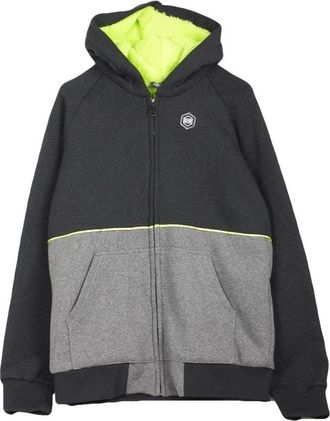 Dolly Noire Zwarte/Fluo Groene/Grijze Rits Hoodie - Heren - Vesten met rits - Zwart - S - Hoodies & sweatvesten