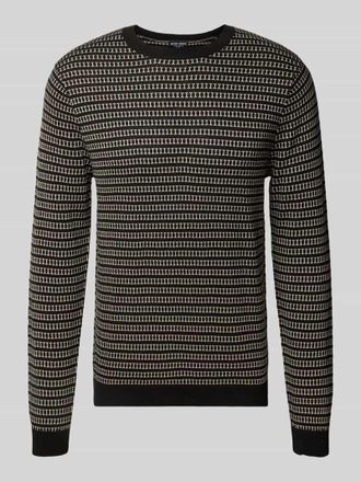 Antony Morato Strickpullover mit gerippten Abschl&uuml;ssen in Black, Gr&ouml;&szlig;e L