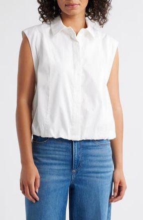 Wit & Wisdom Cap Sleeve Button-Up Shirt in White at Nordstrom Rack, Size X-Large