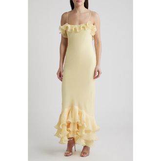 Delfi Delina Open Back Mermaid Gown in Butter Yellow at Nordstrom, Size X-Large