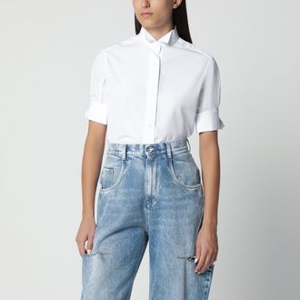 Maison Margiela Camicia a maniche corte bianca in popeline di cotone