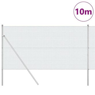 Berkfield Home Elegant Welded Wire Fence with 7 Posts 1.2x10 m Galvanised Steel in Silver