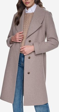 Cole Haan Womens Large Collar Wool Coat - Brown Size 14