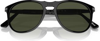 Persol 0po9649s Classic Aviator Sunglasses with Glossy Black Acetate Frame
