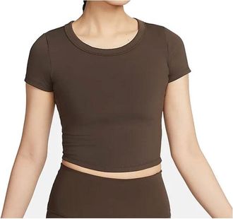 Nike (WMNS) Nike One Fitted Dri-fit Quick-drying Short-sleeved Top Brown FN2805-237