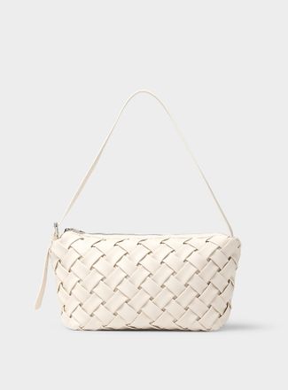 Simons Womens Basketweave faux-leather crossbody bag