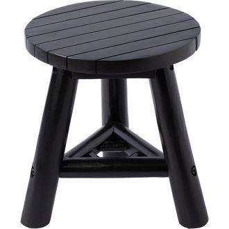 Jonathan Y Designs Triform Modern Minimalist Handcrafted Solid Teak Wood Accent Stool with Tri-Leg Base in Black at Nordstrom