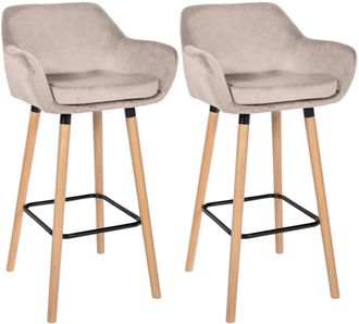 Clp Clp - Lote De 2 Taburetes De Bar De Terciopelo Grant Crema