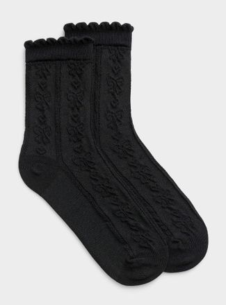Simons Womens Embossed bow ankle socks