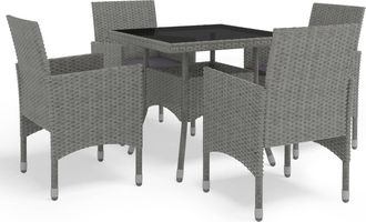 vidaXL Vidaxl - Muebles De Jard&iacute;n 5 Piezas Rat&aacute;n Sint&eacute;tico Y Vidrio Gris
