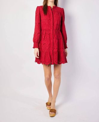Sail to Sable Long Sleeve Cinched Waist Dress In Chili Pepper