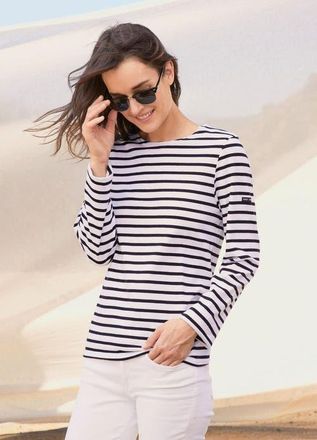 Saint James MINQUIERS MODERN - Breton Striped Shirt in White/black at Nordstrom, Size 4X-Large Eu
