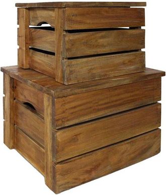 vidaXL Juego De Cajas De Almacenaje 2 Pzas Madera Maciza De Caoba Vidaxl