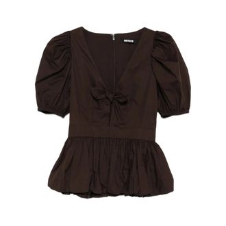 Rotate ROTATE Birger Christensen, Blouses, female, Brown, Size: XS Puff Sleeve Bubble Top