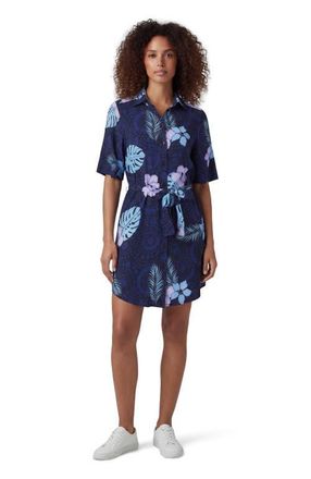 Lords of Harlech Tropical Fantasy Womens Wrap Shirt Dress in Tropical Fantasy Navy at Nordstrom, Size X-Small