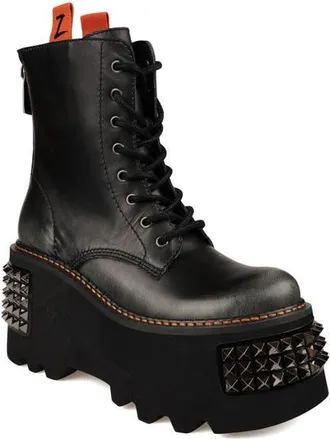 Zigi Soho Leysa Studded Platform Combat Boot in Black at Nordstrom, Size 10