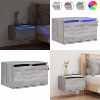 vidaXL Comodino a Parete con luci LED Grigio Sonoma - Luci led rgb - Comodino a sospensione