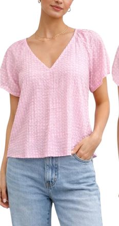 Starkx Donna Short Sleeve Top In Lilac/white
