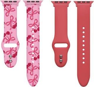 Posh Tech 2-Pack Silicone Apple Watch Watchbands in Pink at Nordstrom Rack