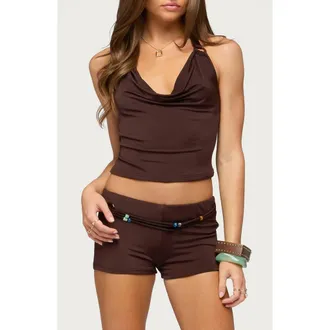 Edikted Janya Cowl Neck Halter Top in Brown at Nordstrom, Size X-Small