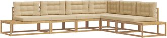 vidaXL Conjunto De Sof&aacute;s De Exterior 6 Uds. Y Beige Poli&eacute;ster Vidaxl