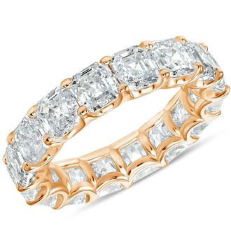 Pompeii3 10 1/2 Ct Asscher Cut Moissanite Eternity Ring Wedding Band 10k Gold