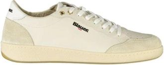 Blauer Stijlvolle Lace-Up Mode Sneaker - Heren - Sneakers - Wit - 40 EU - Leer - Schoenen