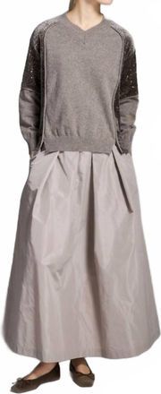 Tricot Chic Sequin Sweater In Grey Taupe