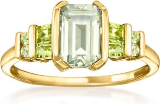 Ross-Simons Prasiolite and. Peridot Ring in 14kt Yellow Gold