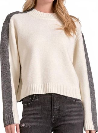 Elan Marla Colorblock Sweater In Grey White
