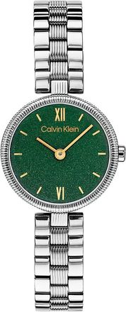 Calvin Klein Womens Textured Bezel Shimmer Dial Watch - Green - OS