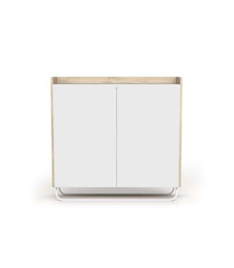 HERDASA Herdasa - Recibidor Zapatero 2 Puertas Modelo 526 Acabado Roble Claro/blanco, 87 Cm (alto) X 90 Cm (ancho) X 25.5 Cm (prof.)