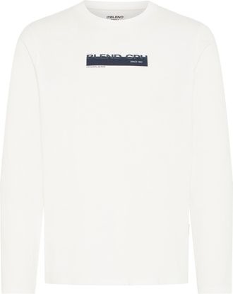 Blend Langarmshirt BLEND BHKEMUEL GRAPHIC L/S TEE, Herren, Gr. XXL, snow wei&szlig;, Single Jersey, Obermaterial: 100% Baumwolle, bedruckt, regular fit normal, Ru