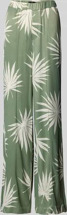 Oui Stoffhose mit weitem Bein und Ges&auml;&szlig;tasche in Khaki, Gr&ouml;&szlig;e 38