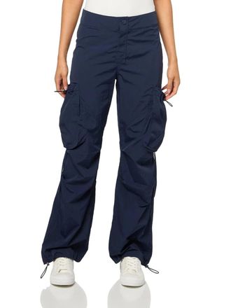 Steve Madden Kaira Cargo Pants Womens Navy Blue Flat Front Wide Leg PALL82