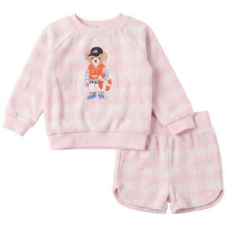 Fragile Bear Embroidered Terry Long Sleeve Top and Shorts Set in Pink at Nordstrom, Size 18M