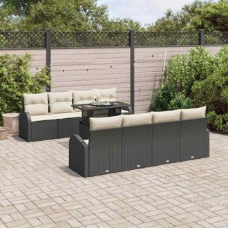 vidaXL Vidaxl - Conjunto De Sof&aacute; De Jard&iacute;n Manual 9 Pcs Negro 100 X 55 X 73 Cm