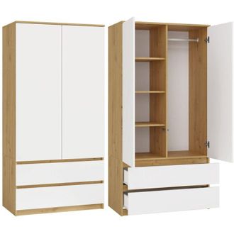 Topeshop Malwa SS-90 Artisan Oak Wardrobe Clothes Storage With Drawers