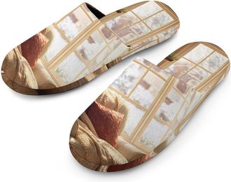 Generic Christmas Snowflakes Winter Sunlight Mens House Slippers Slip Indoor Slipper On Shoes Warm Outdoor