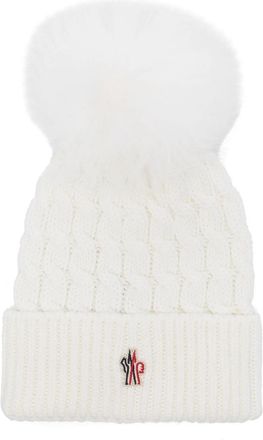 Moncler White Grenoble Knitted Beanie Cap