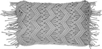 Beliani Coj&iacute;n Decorativo De Algod&oacute;n Macram&eacute; Gris 30 X 45 Cm Con Borlas Cuerda Decoraci&oacute;n Boho Retro Kirikkale