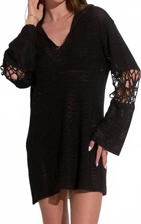 Elan Crochet Hooded Coverup In Black