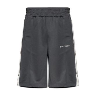 Palm Angels Casual Shorts, male, Gray, Size: S Logo Shorts
