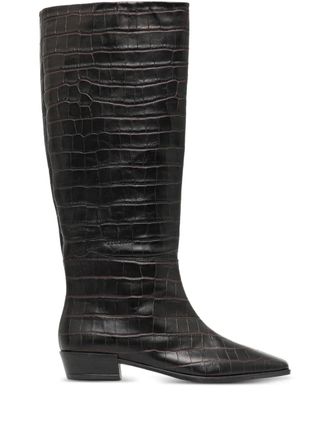 Copenhagen pointed-toe crocodile-effect knee-high boots - women - Calf Leather/Calf Leather/Calf Leather - 39 - Brown