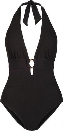 Change of Scenery Gabrielle Ring Halter One-Piece Swimsuit in Black Texture at Nordstrom, Size X-Small