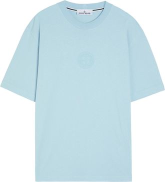Stone Island Logo-print Cotton T-shirt - Blue - XL
