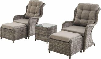 Sweeek Muebles de jard&iacute;n, resina trenzada redonda, natural cojines beige